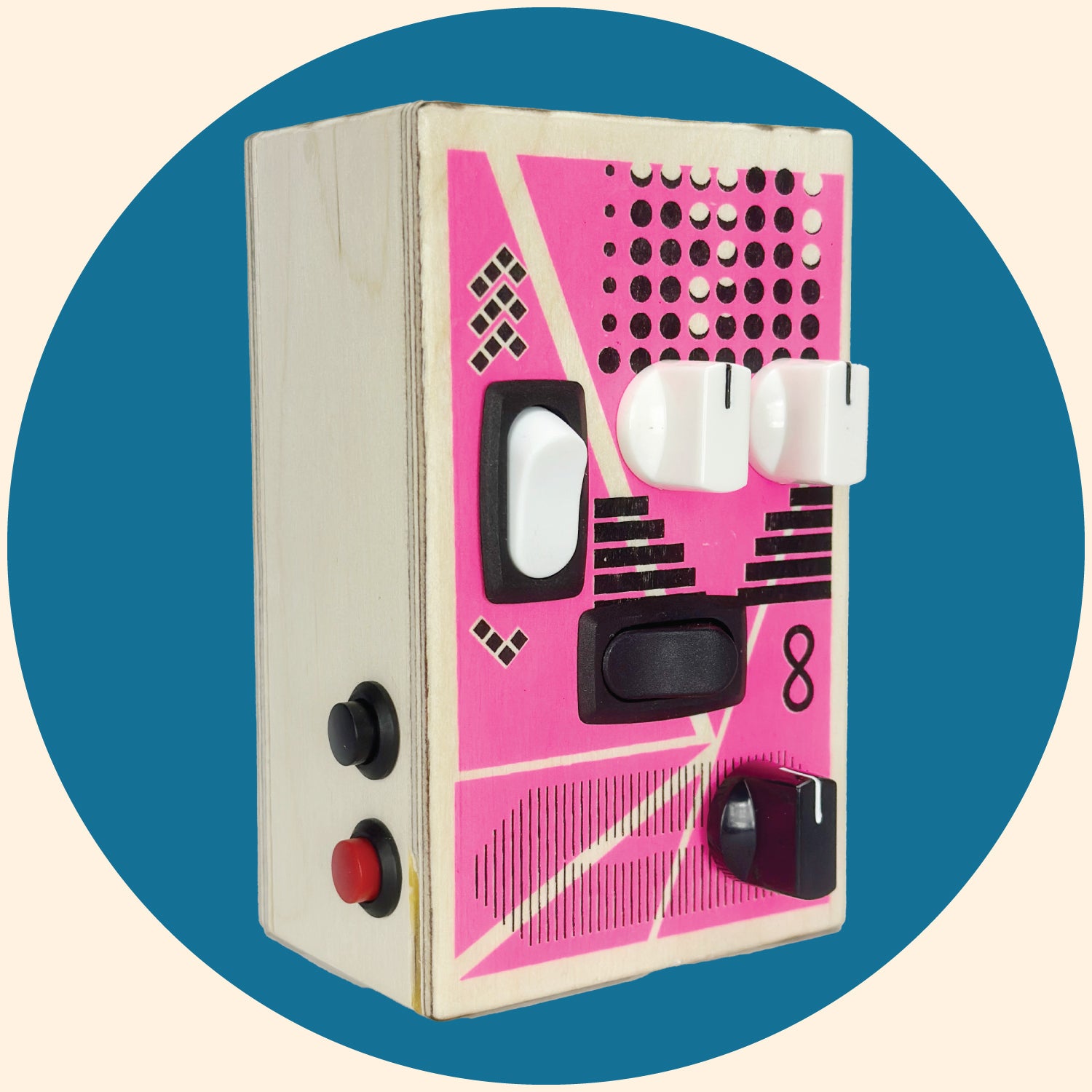 Side view of Reverse the Curse audio recording device with reverse audio switch