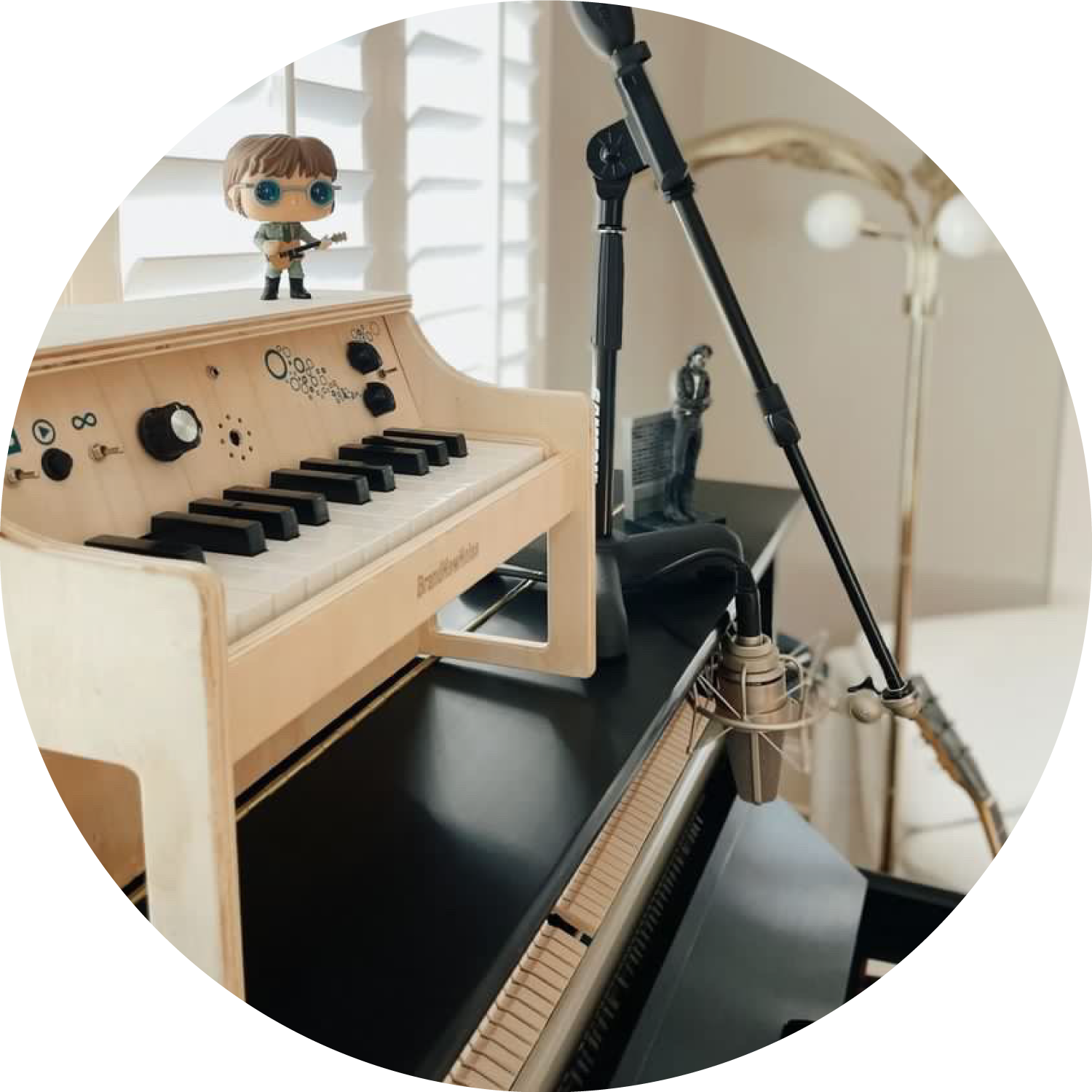 Toy piano musical toy and tool by BrandNewNoise in the studio with Steve Stokes