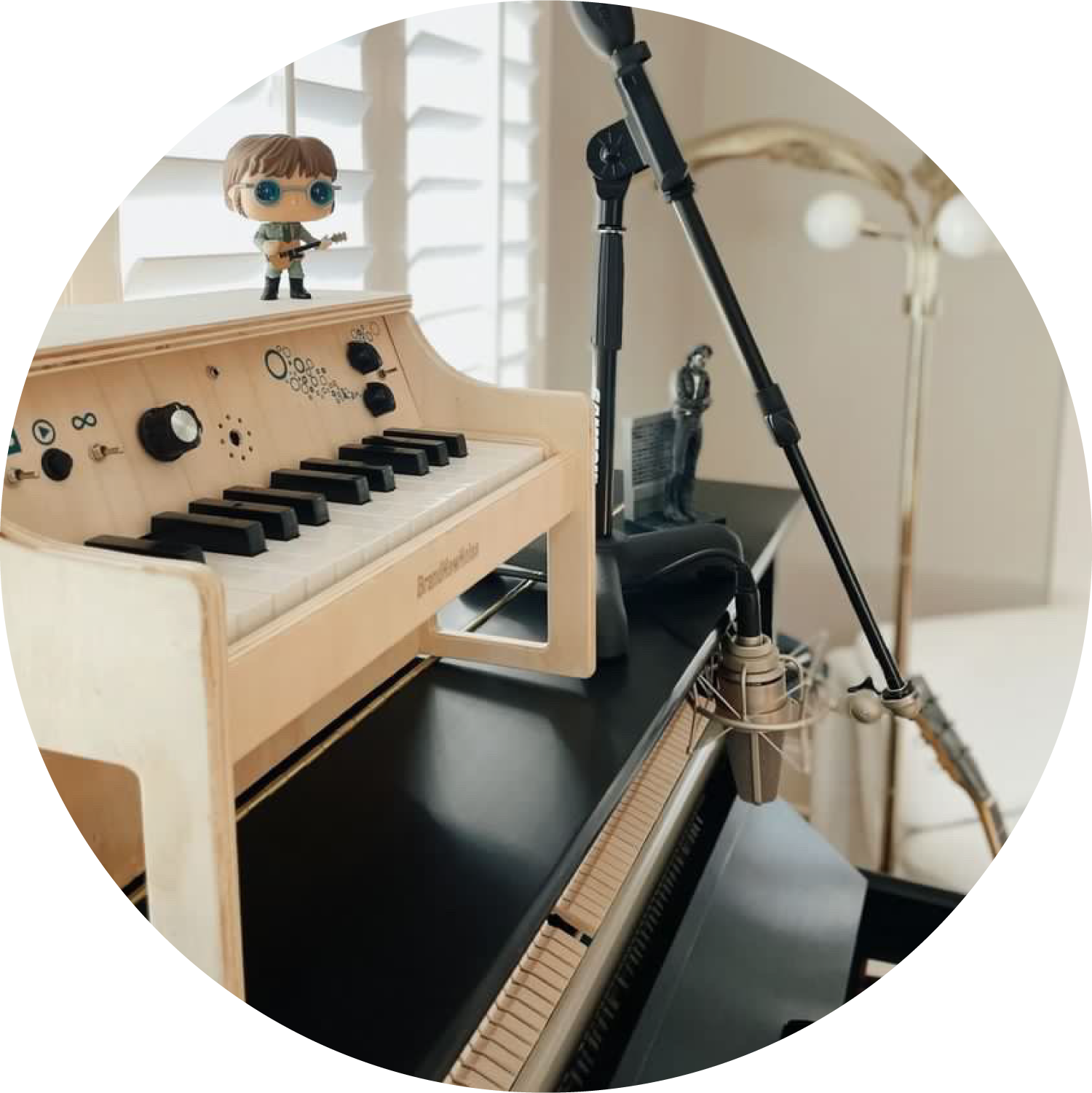 Toy piano musical toy and tool by BrandNewNoise in the studio with Steve Stokes